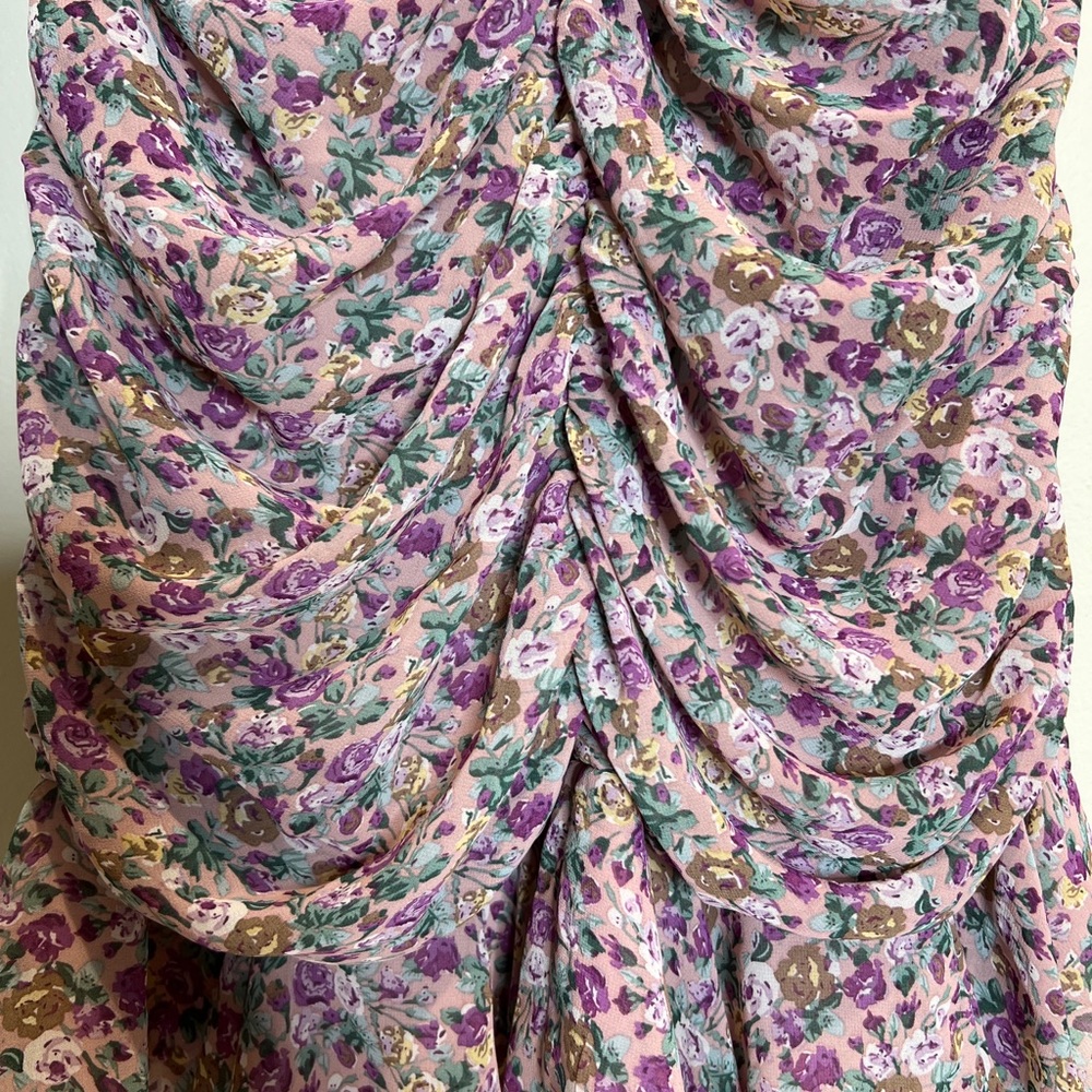 ASTR the label ruffle Ruched Zinnia Lilac Ditsy Floral Mini dress - Picture 11 of 14